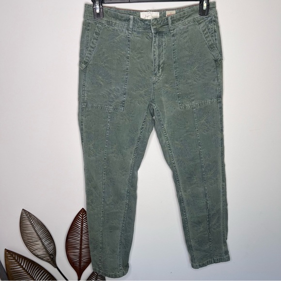 Anthropologie Womens Pants The Wanderer Green Floral Cargo Utility C14 - Picture 5 of 9